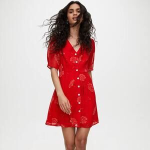 WILFRED x ARITZIA Button Front Dress Flame Scarlet Red {VV31}